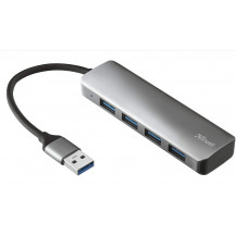 Hub Slim Halyx USB-C 4 portas USB-A 5 Gbps em Alumínio - 23328 Trust
